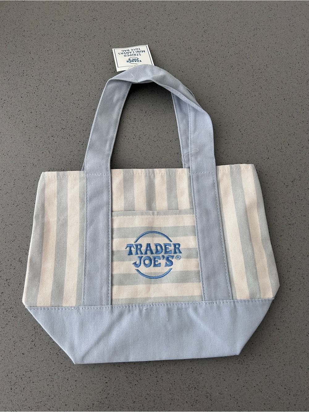 Trader Joe's Blue & Cream Striped Canvas Tote Bag